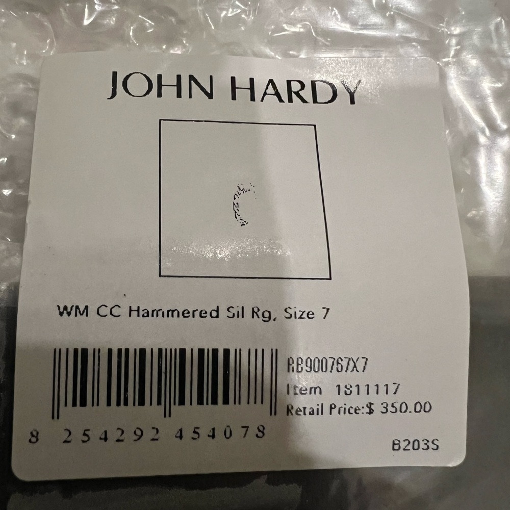 John Hardy Sterling Silver Classic Chain Hammered Ring Size 7 - Picture 5 of 7